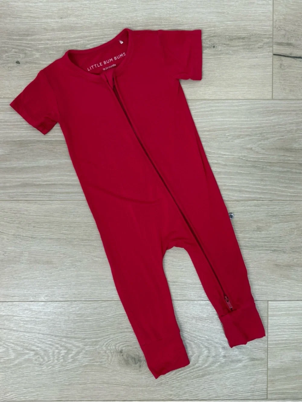 Little Bum Bums Bums & Roses Bamboo Pink Short Sleeve Zip Romper